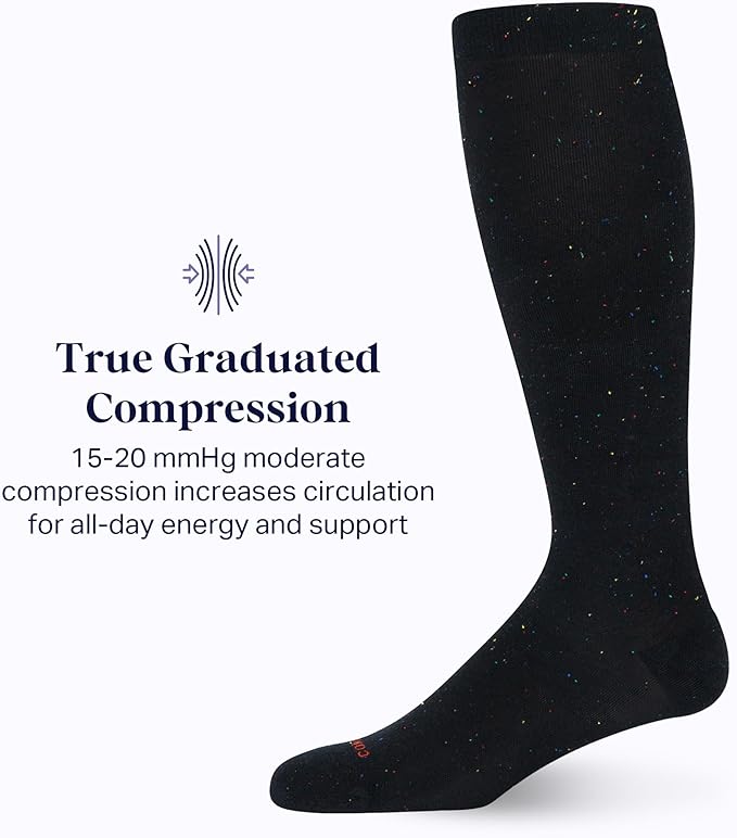 Comrad Recycled Cotton Knee High Socks - 15-20mmHg Graduated Compression Socks - Soft & Breathable Support Socks, Unisex