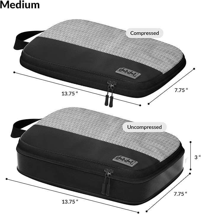 4pc Medium Compression Packing Cubes for Travel - Luggage Packing Organizers - Travel Packing Cubes for Suitcases