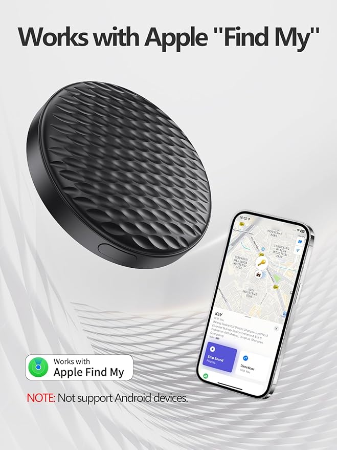 Smart Tracker Tags Works with Apple Find My (iOS Only), Luggage Tracker Tag Keys Finder Item Locator for Wallet, Vehicles, Backpack, Suitcases (Black, 1 Pack)
