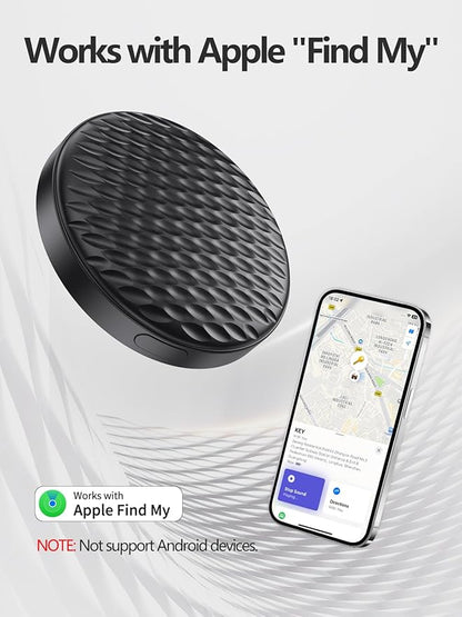 Smart Tracker Tags Works with Apple Find My (iOS Only), Luggage Tracker Tag Keys Finder Item Locator for Wallet, Vehicles, Backpack, Suitcases (Black, 1 Pack)