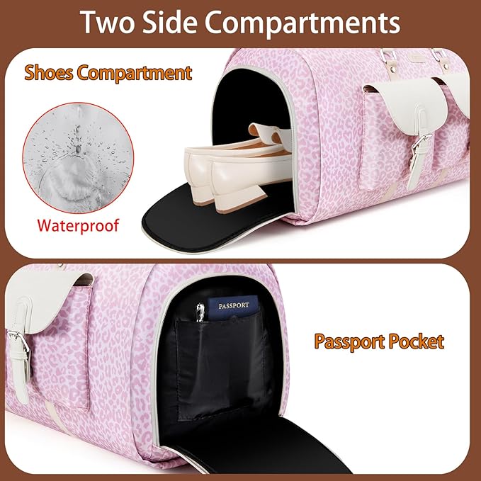 Garment Duffel Bag for Travel - ITIEZY Convertible Carry on Garment Duffel Travel Bag for Women Men Large Weekender Bag with Shoes Pouch 2 in 1 Hanging Suit Travel Duffel Bag 3pcs Set