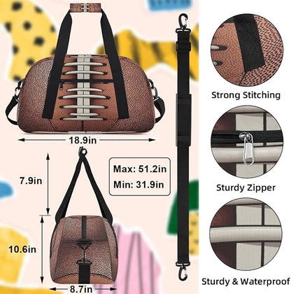 Kids Duffle Bag Girls Boys American Football Texture Weekender Overnight Bag,Lightweight Duffel Bags for Traveling Gym Sport Dance