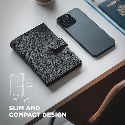VULKIT Leather Passport Travel Wallet for 2 Passports Pocket Slim Double Passport Holder RFID Blocking with ID Window for Women or Men