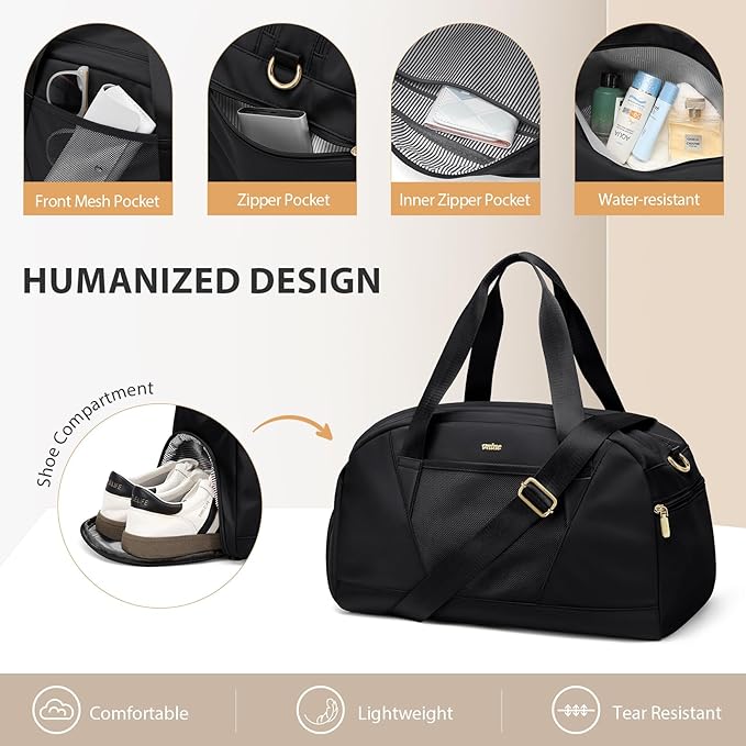 VNINE Duffle Bag for Women Men Travel Bags with Shoes Compartment Carry On Weekender Bag Airlines Approved Duffel Bag with Wet Pocket Water Resistant Overnight Sports Workout Dance Bags