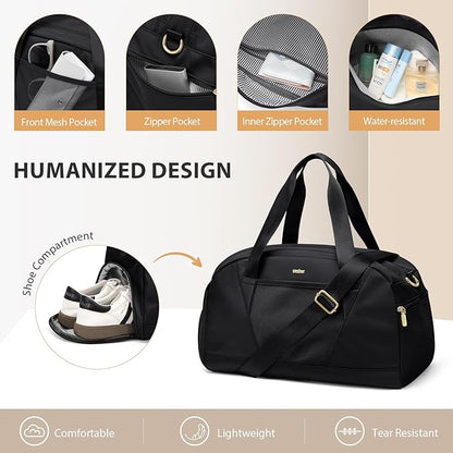 VNINE Duffle Bag for Women Men Travel Bags with Shoes Compartment Carry On Weekender Bag Airlines Approved Duffel Bag with Wet Pocket Water Resistant Overnight Sports Workout Dance Bags