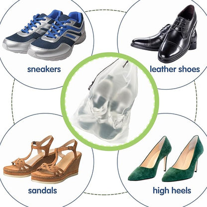 100 Pcs Translucent Shoes Bags for Travel,Large Clear Shoe Organizers,Drawstring Storage Bags with Rope for Men and Women (11.8 x 15.7 Inches)