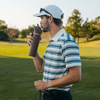 OISIZ Insulated Water Bottle 24 oz with 2 in 1 Spout and Straw Lid,One Click Safety Lock,100% Leakproof,Keep Cold 24H,Vacuum Stainless Steel Water Bottle for School,Travel and Sports,Dishwasher Safe