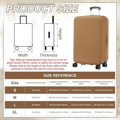 uxcell Luggage Cover for Suitcase Protector, Fit 26-28 Inch Luggage Elastic Suitcase Cover Scratch-Resistant Covers for Travel Business Trips, Brown (L)