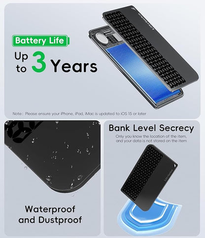 Ultra-Thin Wallet Tracker Card [Apple MFi Certified] Air Tag Card-Style Works with Apple Find My Tracking Your Passport/Luggage/Purse, Preventing Loss of Items