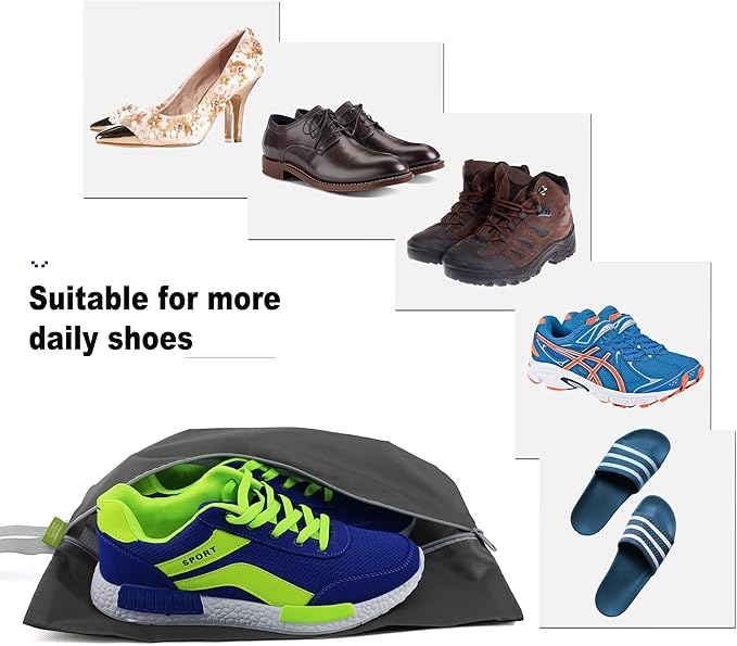 BeeGreen Shoe Bags 6 Pack Colorful Design for Travel with Handle as Packing Organizers for Suitcase and Luggage | Portable Nylon Storage Accessories for Vacations, Essential Gifts for Women and Men