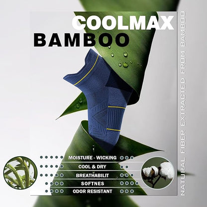 BRISIRA Bamboo Viscose Compression High Ankle Socks Men Women Cushioned Anti Blister HIking Golf Arch Support Running Socks