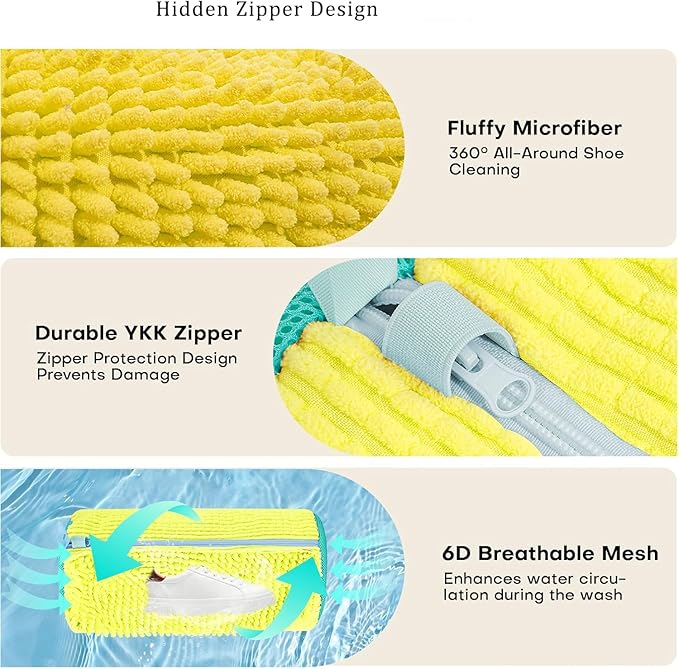 Laundry Shoe Bags for Washing Machine, 2Pcs Shoe Washing Bag Shoe Laundry Bag for Washer and Dryer Reusable Shoe Washing Bags Shoe Washing Machine Bag (Yellow-2Pcs)