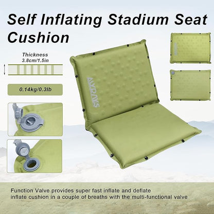 MYDAYS Inflatable Seat Cushion, Portable Stadium Seat Pad, Lightweight Chair Pad for Outdoor, Airplane, Travel, Stadium, Camping & Car