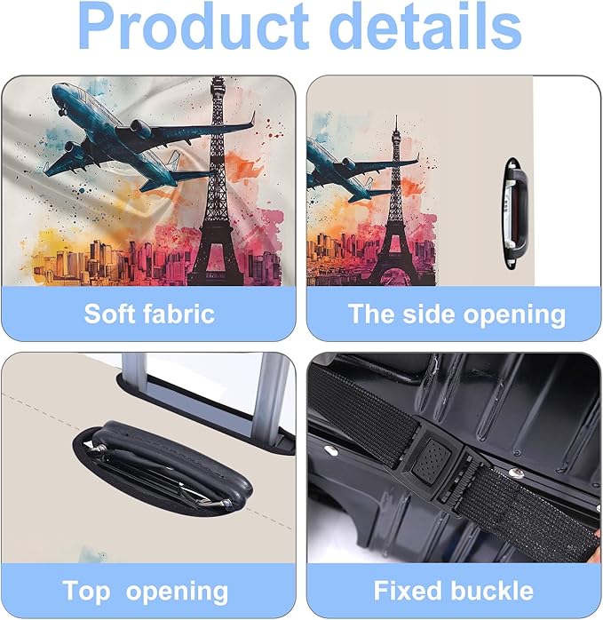 Luggage Cover Washable Suitcase Protector Anti-scratch Suitcase cover Fits 20-34 Inch Luggage (Tower-2, M(24-26inch suitcase))