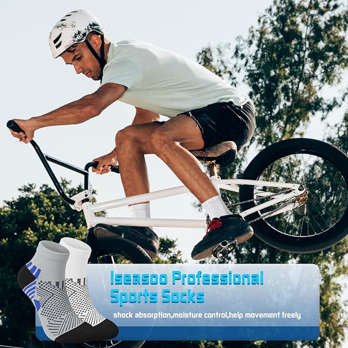 Iseasoo Copper Ankle Compression Socks - Low Cut Arch Support Socks for Men & Women, Running, Nurses, Plantar Fasciitis Socks