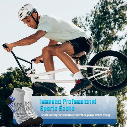 Iseasoo Copper Ankle Compression Socks - Low Cut Arch Support Socks for Men & Women, Running, Nurses, Plantar Fasciitis Socks