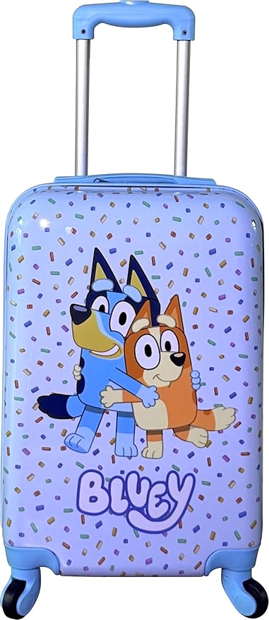 Fast Forward Kids Licensed Hard-Side 21” Spinner Luggage Lightweight Carry-On Suitcase (Bluey)