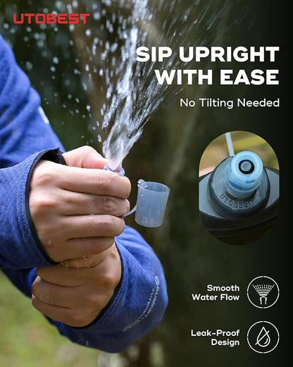 200ml Soft Flask, 2 Pack Flexible TPU Hydration Water Bottle, Collapsible with 28mm Caliber for Running, Hiking, Cycling, Climbing, and Marathon Green