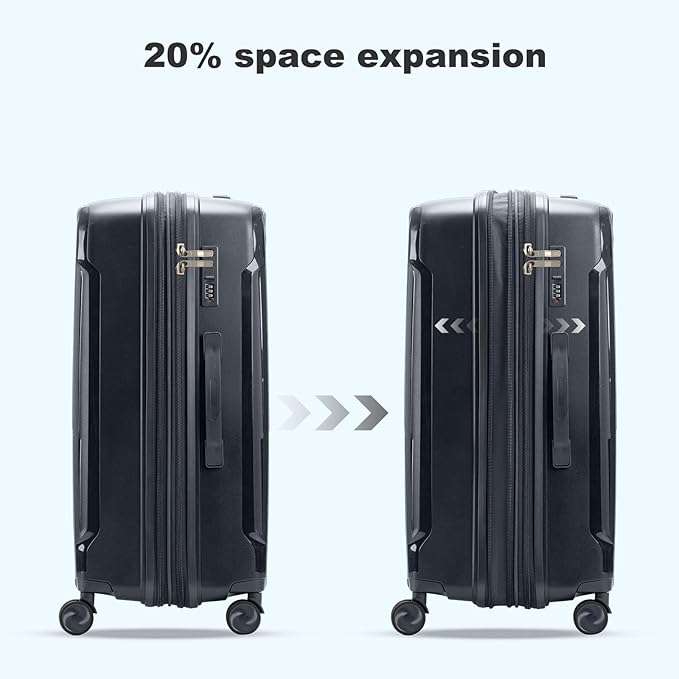 Nazhura Luggage Set, 3-Piece Hardside Suitcase Set, 20-inch Carry On, 24-inch, 28-inch Luggage