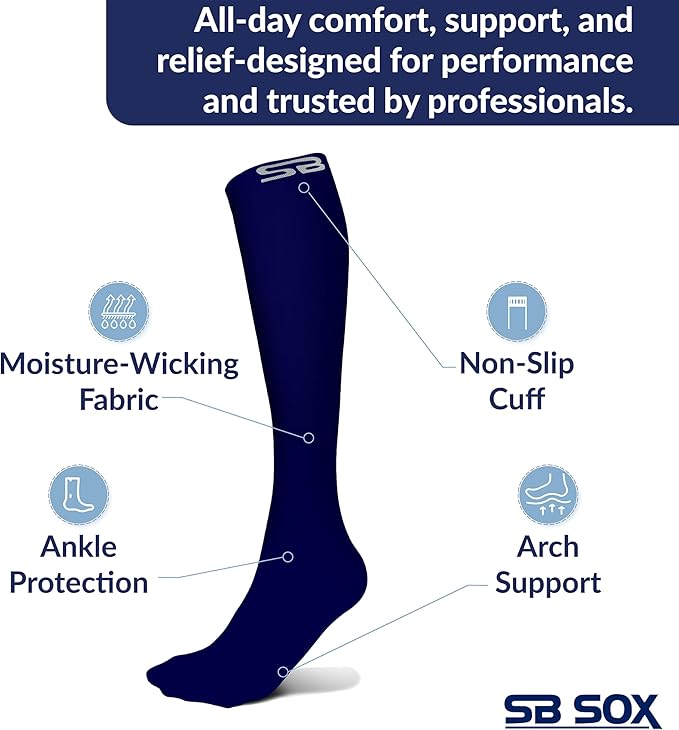 SB SOX Lite Compression Socks for Men & Women (15-20mmHg) – Best Compression Socks for Travel, Sports, and Daily Wear - XXL Sizes too!