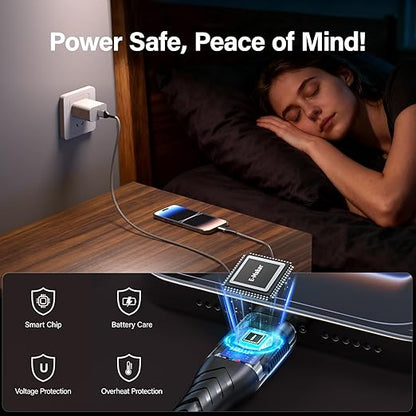 Compatible with i Phone, USB A to Lightniing Cable, 3Pack 10FT Long Fast Charging Cord Braided Appple Phone Cable for i Phone 14 13 12 11 Pro Max XS XR and More - Grey