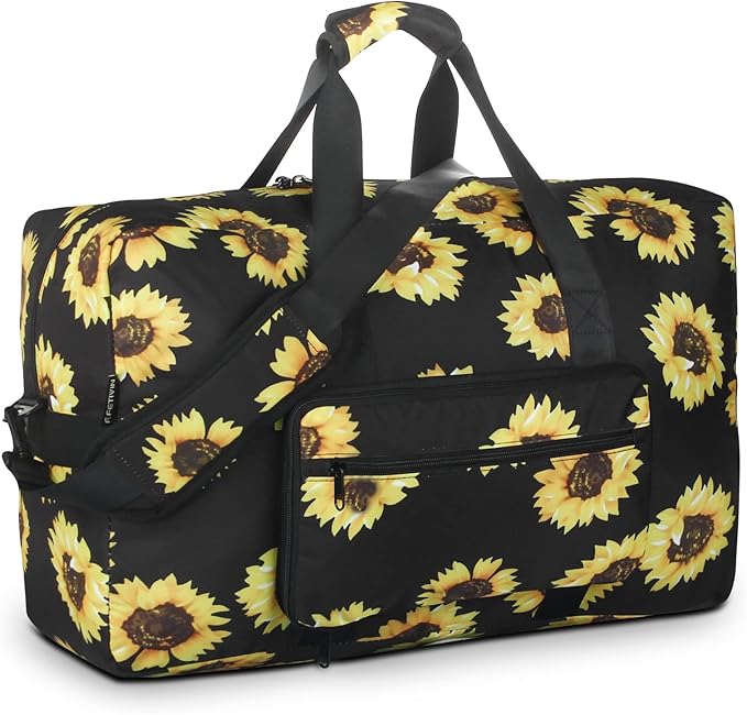 F.FETIVIN Weekender Bag Carry On Travel Duffle Medium Overnight Bag for Women(Sunflower)