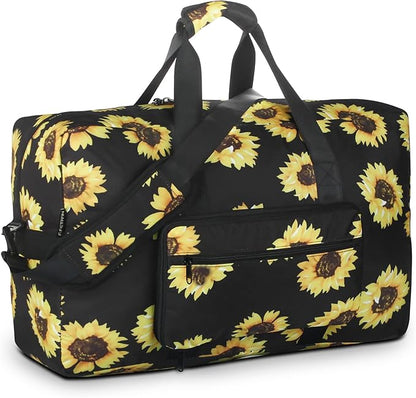 F.FETIVIN Weekender Bag Carry On Travel Duffle Medium Overnight Bag for Women(Sunflower)