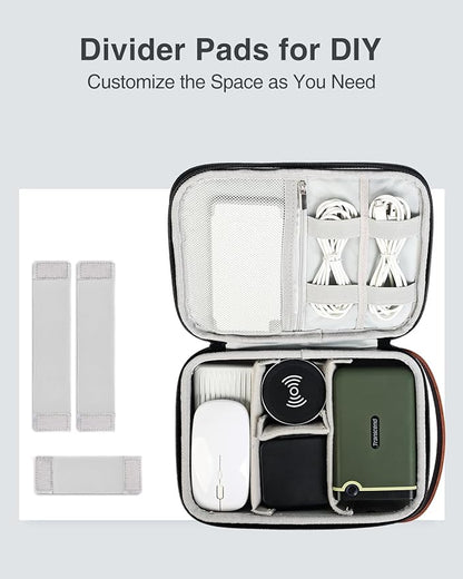 Luxtude Electronics Organizer Travel Case, Portable Tech Organizers Travel Case, Hard Cases for Electronics, Sturdy Charger Bag, Waterproof Tech Bag for Charger/Mouse/Hard Drive, Christmas Gifts