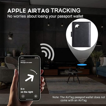 Airtag Passport Holder Cover Wallet Travel Essentials Leather RFID Blocking Case Vacation Luggage Must Haves Travel Accessories for Men Women (117#Black)