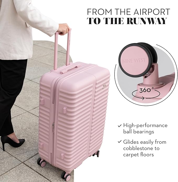 Nine West Suvi 28 Inch Hardshell Spinner, Large Expandable Checked Luggage, Extra Capacity Suitcase for Extended Travel Muted Lilac