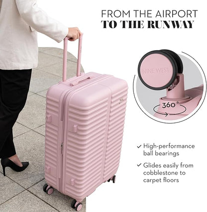 Nine West Suvi 28 Inch Hardshell Spinner, Large Expandable Checked Luggage, Extra Capacity Suitcase for Extended Travel Muted Lilac