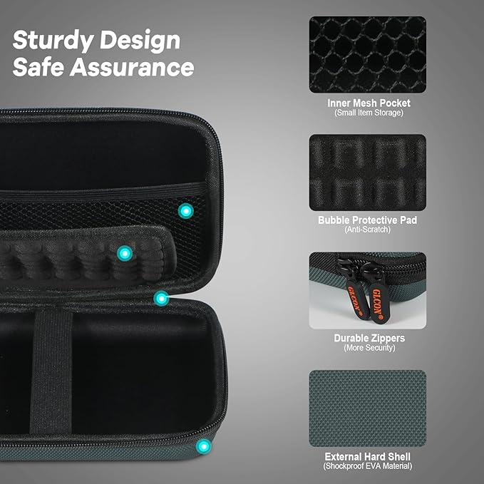 Shockproof Hard Shell Case - Large Electronic Organizer Carrying Case for External Hard Drive, Power Bank, Charger, Battery, GPS, Cell Phone - Portable Storage Pouch Bag Travel Case - Grey Blue