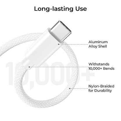 Basesailor USB Type C Charger Cable 10FT 2Pack,Nylon Charging Cord for iPhone 17 16 Pro Max,Samsung Galaxy Z Fold 5,Note 20,Tab S10 S10E 10E FE S23 S22 S21 23 Plus Ultra,A52 A54,Google Pixel 7 6 XL