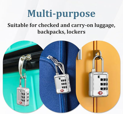 Joyway Luggage Locks TSA Approved, Travel Lock with Zinc Alloy Body, Open Alert, Easy Read Dials, for Travel Suitcase, Bag, Backpack, Tent, Fence, Lockers