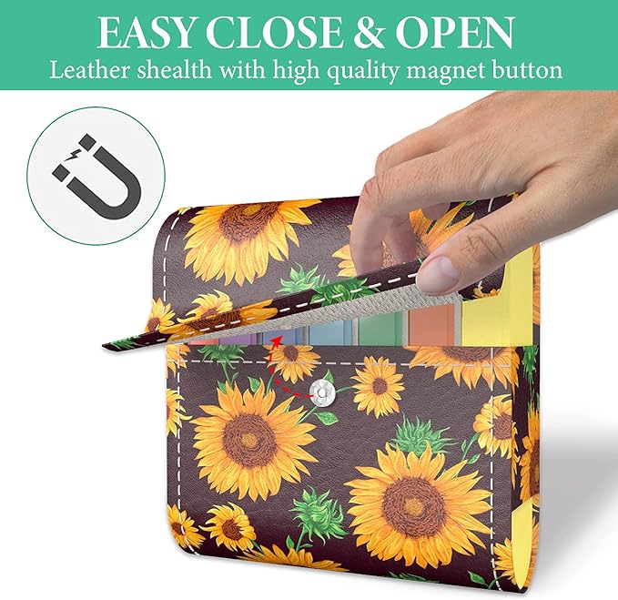 Pill Organizer,LIZIMANDU Weekly Travel Pill Case Box Medication Reminder Daily AM PM, Day Night 7 Compartments,for 4 Times A Day, 7 Days a Week-Includes Leather PU Carrying Case (Sunflower)