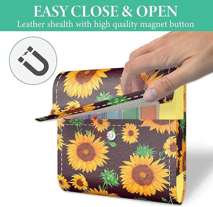 Pill Organizer,LIZIMANDU Weekly Travel Pill Case Box Medication Reminder Daily AM PM, Day Night 7 Compartments,for 4 Times A Day, 7 Days a Week-Includes Leather PU Carrying Case (Sunflower)