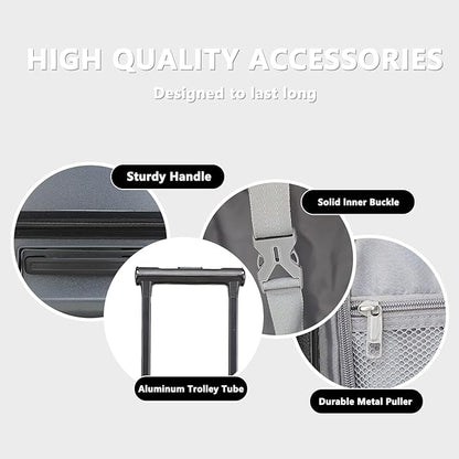 28 Inch Luggage with Spinner Wheels & TSA Lock, Expandable PC Hardside Large Checked Luggage with Top Opening, Durable Lightweight Rolling Suitcase, Gray