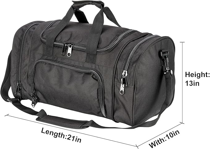 Small Duffel Bag Military Tactical Outdoor Gym Bag with Shoes Compartment for Sports Camping Hunting (Black)