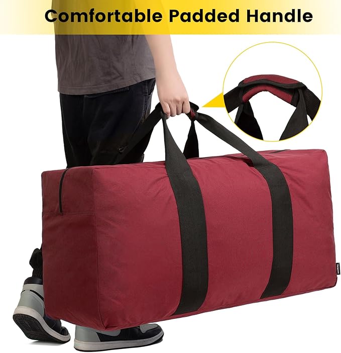 Vorspack Extra Large Duffle Bag for Travel - 100L Duffel Bag for Men Gear Bag for Storage Foldable Weekender Bag for Overnight Camping - Red