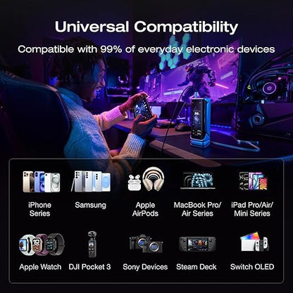 EF ECOFLOW Rapid Pro X Power Bank, 27650mAh, 300W, 140W Built-in Cable, 3-Port Portable Charger, 140W Output, Up to 320W Recharge, 3.9" Display, 2 ft Retractable Cable, Compatible with iPhone, Laptop