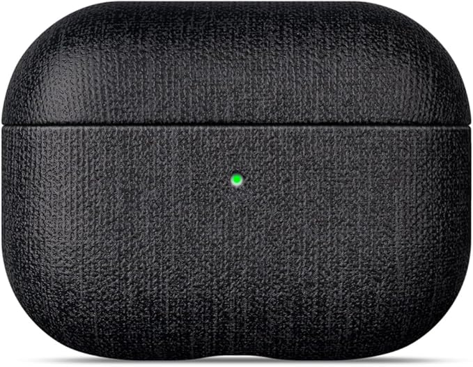 LOPIE for AirPods Pro 2nd Generation Case (Not for 3rd Gen) - Canvas Style Vegan Leather - Protective Hard Shell Cover for Men/Women - Handmade for AirPods Pro 2 Case Cover - Black