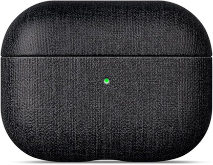 LOPIE for AirPods Pro 2nd Generation Case (Not for 3rd Gen) - Canvas Style Vegan Leather - Protective Hard Shell Cover for Men/Women - Handmade for AirPods Pro 2 Case Cover - Black