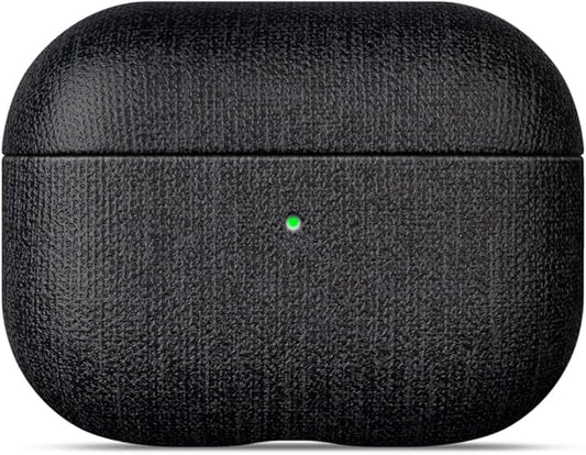 LOPIE for AirPods Pro 2nd Generation Case (Not for 3rd Gen) - Canvas Style Vegan Leather - Protective Hard Shell Cover for Men/Women - Handmade for AirPods Pro 2 Case Cover - Black