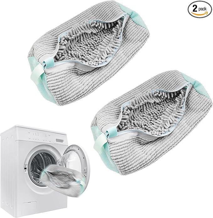 2-Packs Shoe Washing Bag for Washing Machine, Shoe Cleaning Bag for All Shoe Types,Laundry Shoe Bag for Washer and Dryer (glay)
