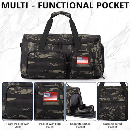 3-in-1 Tactical Garment Bag For Men,55L Large Capacity Convertible Suit Bag,Garment Bags For Hanging Clothes With Shoes Compartment, Multi-Functional Suit Bag For Travel Business