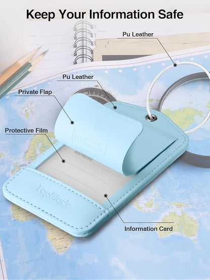 TopMade Smart Luggage Tag with Find My, Premium Leather Luggage Tags for Suitcase, Travel Bags, Backpacks, Anti-Lost Suitcase Tag Tracker for Travel with Privacy Name Card, Rechargeable