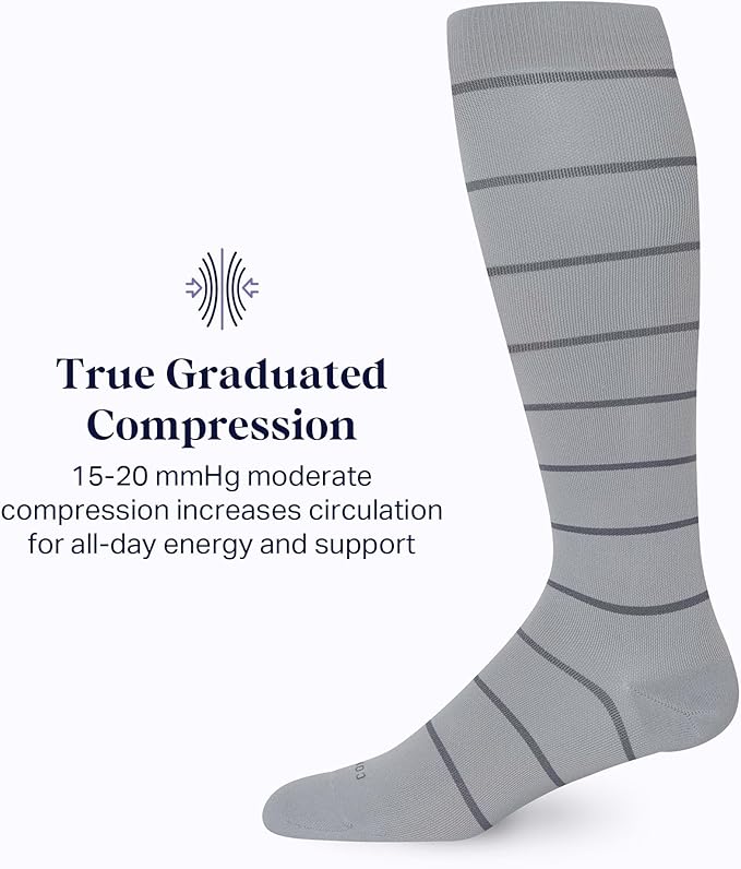Comrad Nylon Knee High Socks - 15-20mmHg Graduated Compression Socks - Soft & Breathable Support Unisex Socks
