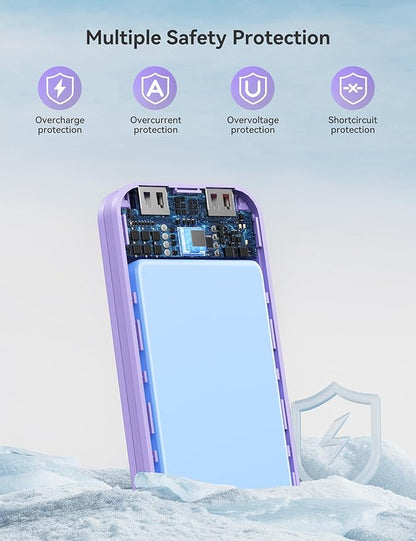 12000mAh Ultra-Portable-Charger-Power-Bank with Built in Cables&AC Wall Plug,PD20W USB-C Fast Charging Cell Phone Charger Battery Pack,LED Display Travel Battery Bank for All iPhone,Samsung,Android