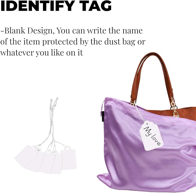 12 Pack Dust Bags for Handbags, Silk Cloth Bag With Drawstring Large Travel Storage Pouch for Handbag Purse Shoes Boots