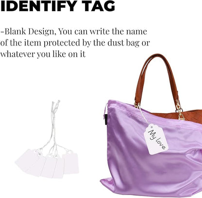 12 Pack Dust Bags for Handbags, Silk Cloth Bag With Drawstring Large Travel Storage Pouch for Handbag Purse Shoes Boots